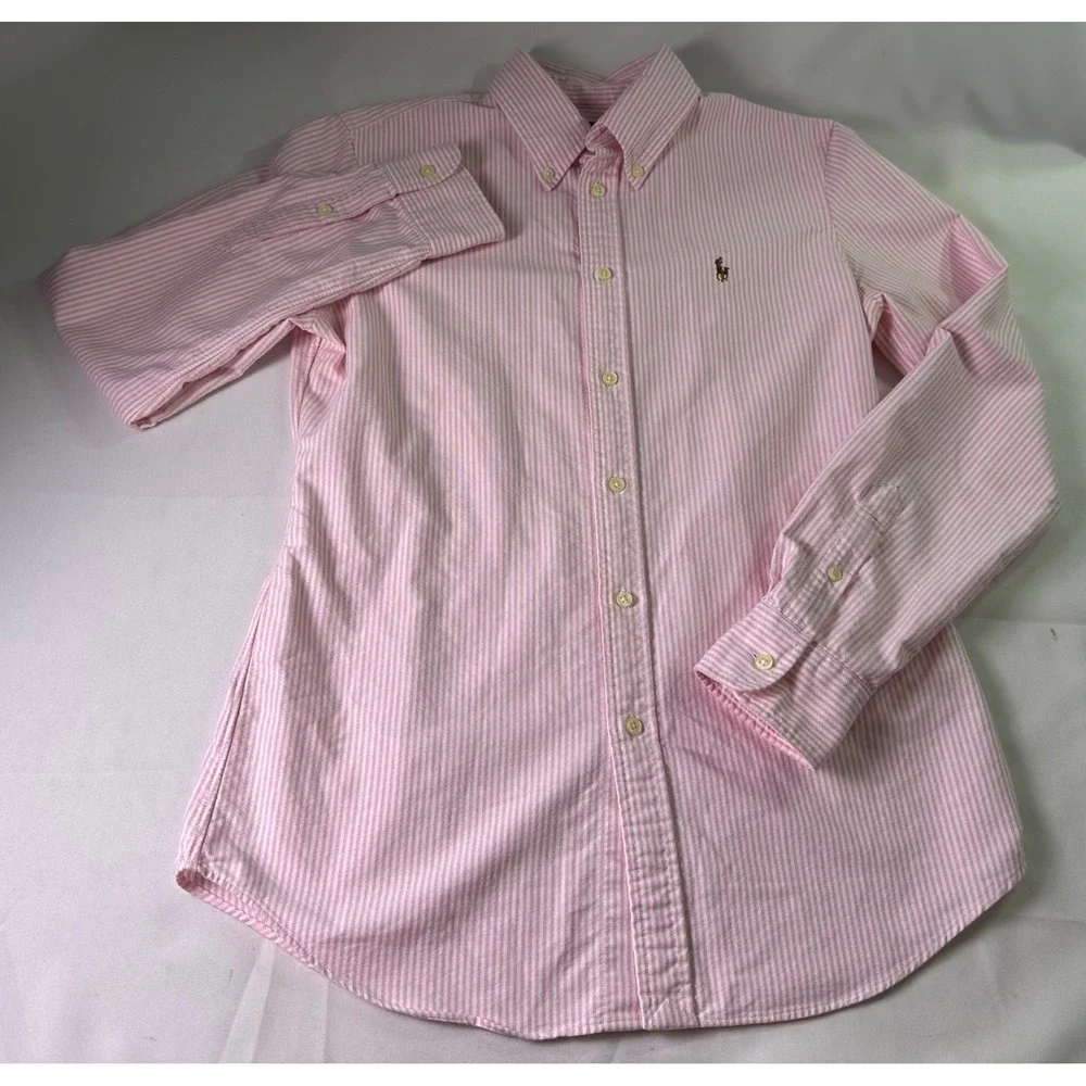 Ralph Lauren Pink Striped Casual Button Down Shirt - Picture 2 of 9